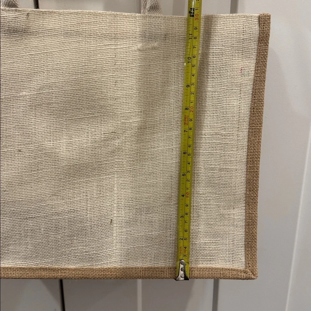 Yogi’s Gift Jute and Cotton Tote Bag, Cream and Tan, 16 x 12 inches